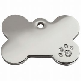 Red Dingo Diamante Bone Pet ID Dog Tags