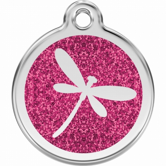 Red Dingo Glitter Dragon Fly Pet ID Dog Tags