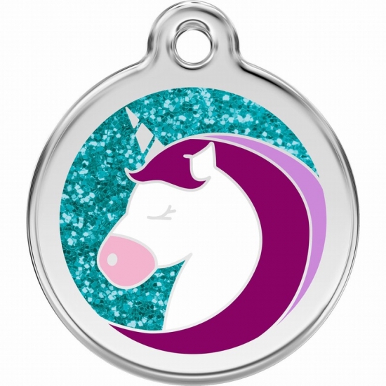 Red Dingo Glitter Unicorn Pet ID Dog Tags