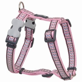 Reflective Bones Pink Dog Harness