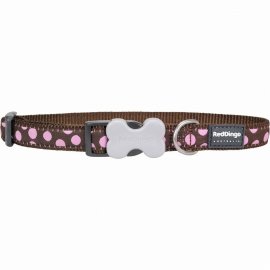 Pink Spots on Brown Dog Collar