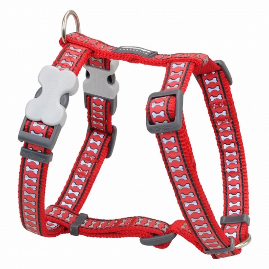 Reflective Bones Red Dog Harness